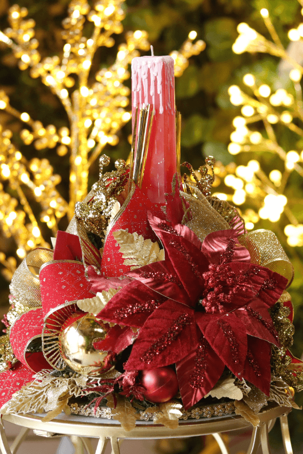 Arreglo Navideño Rojo con dorado - Arreglos Navideños Envios a Bogotá y toda Colombia | Dkora Colombia