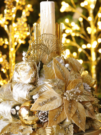 Arreglo Navideño dorado - Arreglos Navideños Envios a Bogotá y toda Colombia | Dkora Colombia