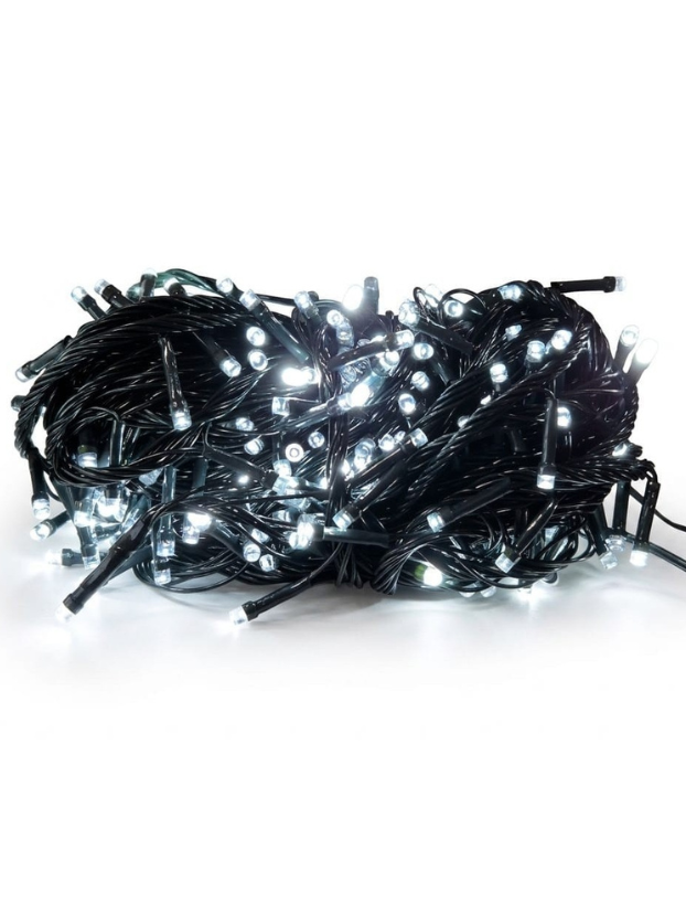 Instalación Led lineal por 300 luces, cable verde y secuenciador, blanca 18Mts en caja. - Decora tu Navidad Envios a Bogotá y toda Colombia | Dkora Colombia