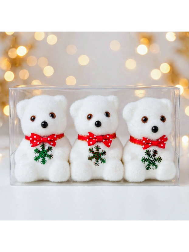 Set x3 Ositos Navideños 7 cm - Decora tu Navidad Envios a Bogotá y toda Colombia | Dkora Colombia
