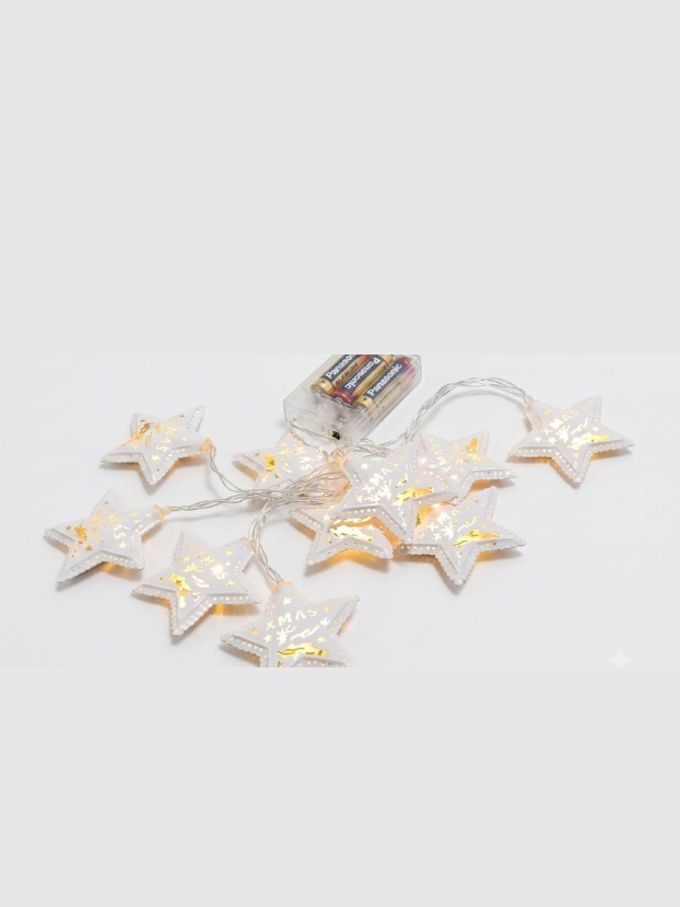 Guirnalda de 1,70 m con 10 estrellas LED en luz cálida. Ideal para crear ambientes navideños acogedores y especiales. - Decora tu Navidad Envios a Bogotá y toda Colombia | Dkora Colombia