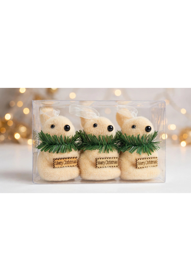 Set x3 Conejitos Navideños 6 cm - Decora tu Navidad Envios a Bogotá y toda Colombia | Dkora Colombia