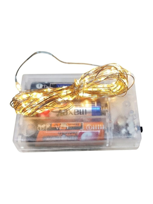 Instalación Led lineal por 60 luces, cable alambrado con pilas, cálida 6 Mts en bolsa. - Decora tu Navidad Envios a Bogotá y toda Colombia | Dkora Colombia