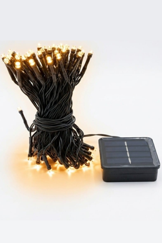 Instalación solar Led lineal por 100 luces, cable verde, cálida 10Mts en caja. - Decora tu Navidad Envios a Bogotá y toda Colombia | Dkora Colombia