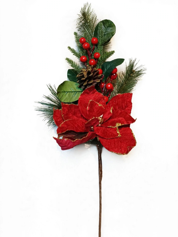 Vara Navideña con Poinsettia y Piña - Decora tu Navidad Envios a Bogotá y toda Colombia | Dkora Colombia