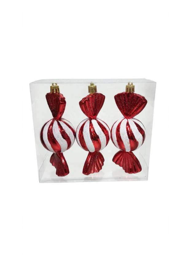 Set 3 Caramelos Navideños 12 cm - Bolas Navideñas adornos de Navidad, árbol de Navidad | Dkora Colombia