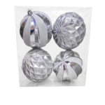 Set 4 Esferas Azul y Blanco 10 cm - Bolas Navideñas adornos de Navidad, árbol de Navidad | Dkora Colombia