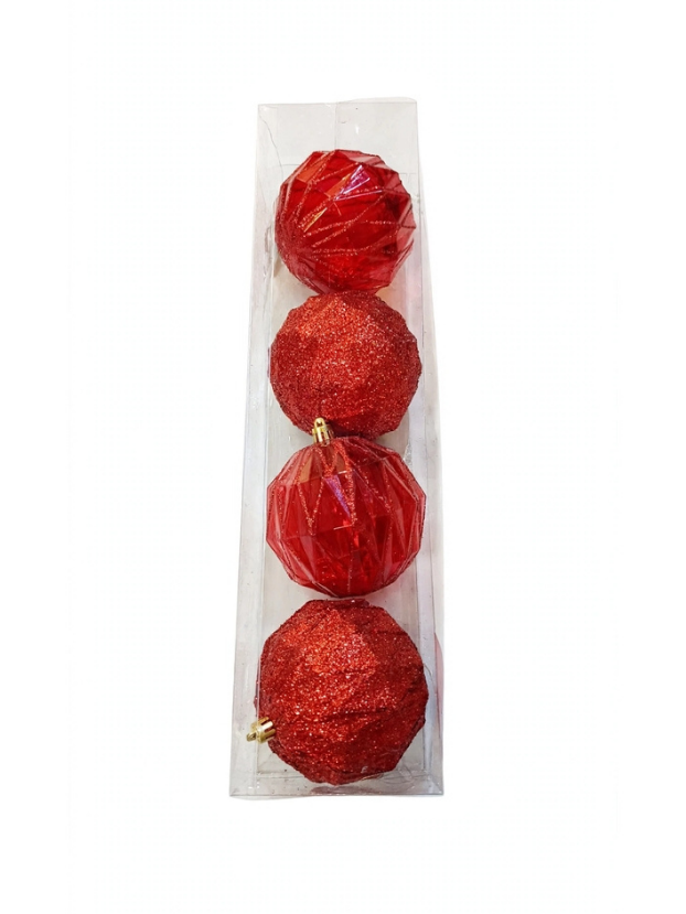 Set 4 Esferas Rojas 10 cm - Bolas Navideñas adornos de Navidad, árbol de Navidad | Dkora Colombia