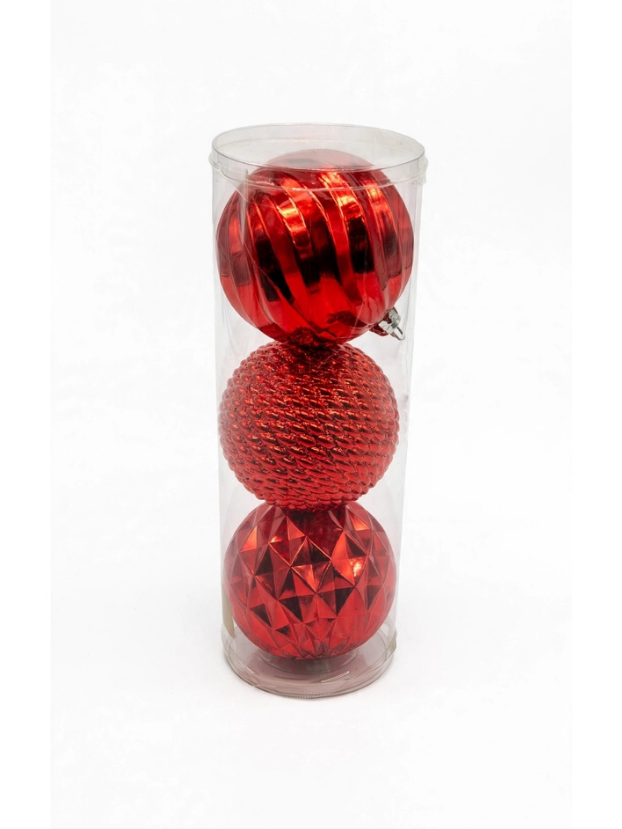 Set 3 Esferas Rojas 12 cm - Bolas Navideñas adornos de Navidad, árbol de Navidad | Dkora Colombia