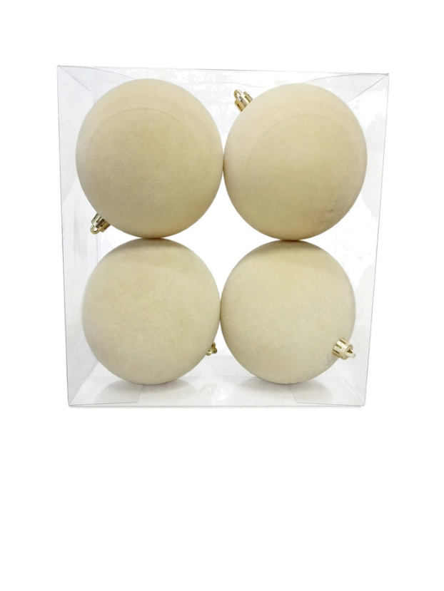 Set 4 Esferas Beige Mate 10 cm - Bolas Navideñas adornos de Navidad, árbol de Navidad | Dkora Colombia