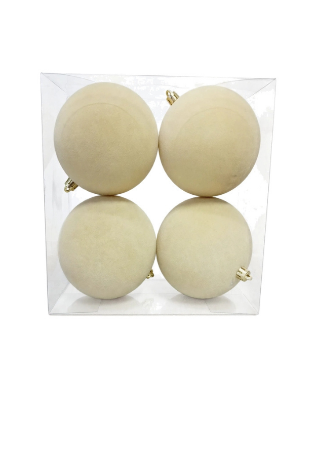831-239-2634CG Set 4 Esferas Beige Mate 10 cm - Bolas Navideñas adornos de Navidad, árbol de Navidad | Dkora Colombia