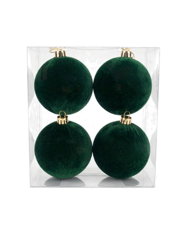 Set 4 Esferas Verde Pino 10 cm - Bolas Navideñas adornos de Navidad, árbol de Navidad | Dkora Colombia