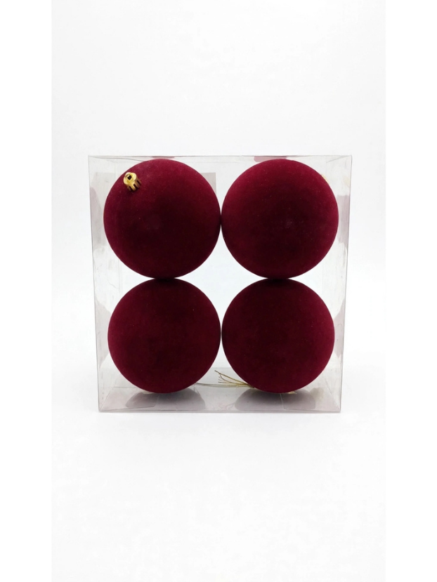 Set 4 Esferas Vino Tinto Terciopelo 10 cm - Bolas Navideñas adornos de Navidad, árbol de Navidad | Dkora Colombia