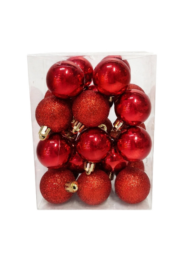 Set 24 Esferas 4 cm Brillantes y Escarchadas - Bolas Navideñas adornos de Navidad, árbol de Navidad | Dkora Colombia