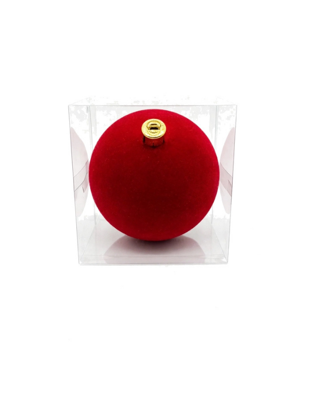 Esfera Roja de Terciopelo 15 cm - Bolas Navideñas adornos de Navidad, árbol de Navidad | Dkora Colombia