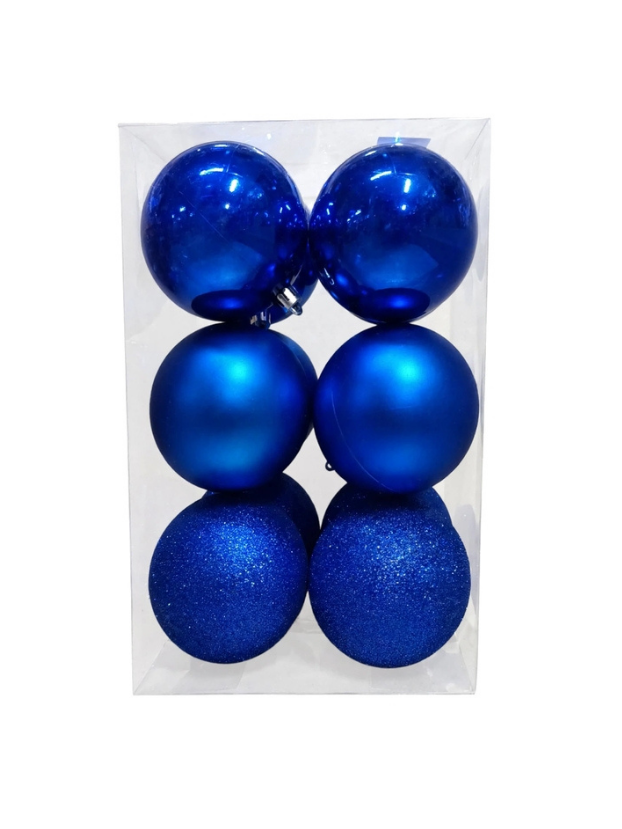 Set 12 Esferas Azules 8 cm - Bolas Navideñas adornos de Navidad, árbol de Navidad | Dkora Colombia