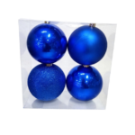 Set 4 Esferas Azul y Blanco 10 cm - Bolas Navideñas adornos de Navidad, árbol de Navidad | Dkora Colombia