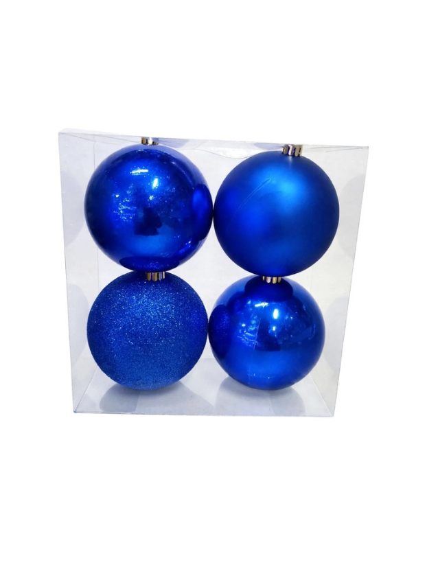 Set 4 Esferas Azul Rey 10 cm - Bolas Navideñas adornos de Navidad, árbol de Navidad | Dkora Colombia