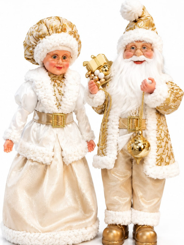 Señor y Señora Santa Dorados 45,5 cm - Decora tu Navidad Envios a Bogotá y toda Colombia | Dkora Colombia