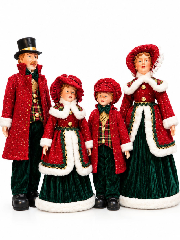 Cantores Musicales Rojo y Verde a Cuadros 67 cm - Decora tu Navidad Envios a Bogotá y toda Colombia | Dkora Colombia