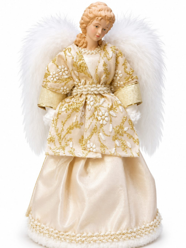 Ángel para Punta de Árbol Blanco y Dorado 32 cm - Decora tu Navidad Envios a Bogotá y toda Colombia | Dkora Colombia