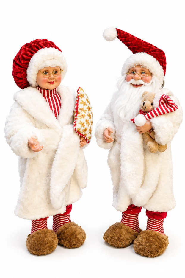 831-XMTX254-2664 Señor y Señora Santa Blancos 45,5 cm - Decora tu Navidad Envios a Bogotá y toda Colombia | Dkora Colombia