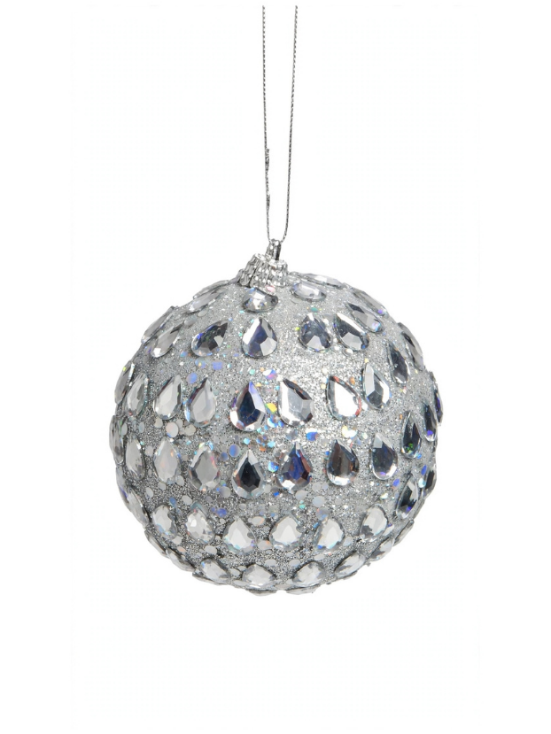 Gota Plata con Escarcha y Pedrería N10 - Bolas Navideñas adornos de Navidad, árbol de Navidad | Dkora Colombia