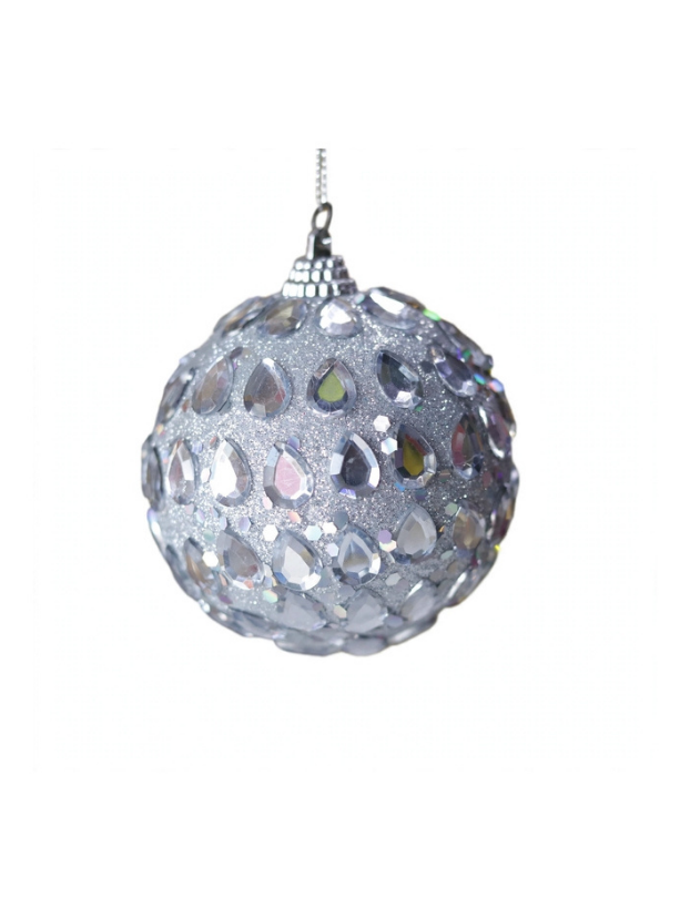 Bola Gota Diamante Plata con Escarcha N8 - Bolas Navideñas adornos de Navidad, árbol de Navidad | Dkora Colombia