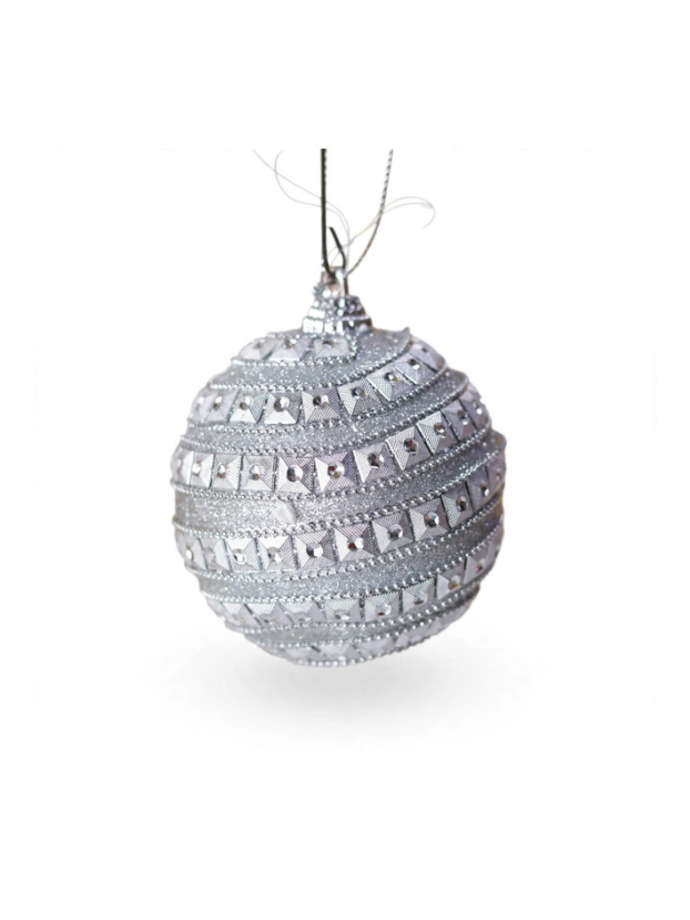 Bola Plata con Cadena e Incrustaciones N8 - Bolas Navideñas adornos de Navidad, árbol de Navidad | Dkora Colombia