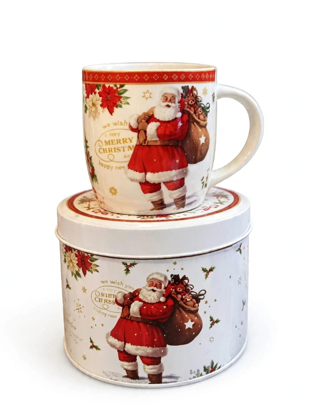 Mug Navideño en Caja Metálica - Decora tu Navidad caja metálica, detalle de Navidad | Dkora Colombia