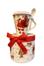 Mug Navideño con Tapa y Cuchara en Caja Regalo - Decora tu Navidad detalle de Navidad, mug con cuchara | Dkora Colombia