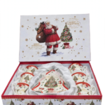 Set de 6 Pocillos y Platos Navideños en Caja Redonda - Decora tu Navidad detalle de Navidad, juego de pocillos | Dkora Colombia
