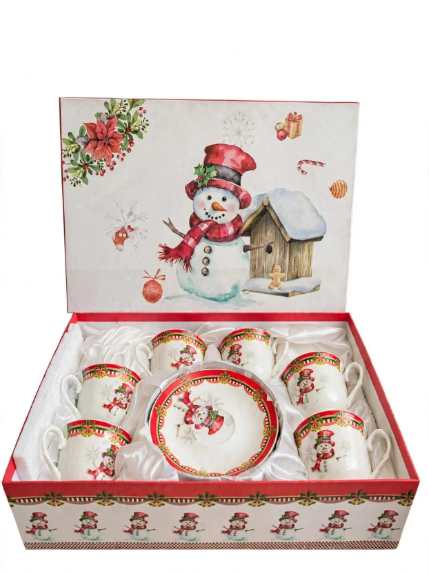 Set de 6 Tazas con Platos Navideños en Caja Regalo - Decora tu Navidad detalle de Navidad, juego de tazas | Dkora Colombia