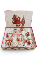 Set de 6 Tazas con Platos Navideños en Caja Regalo - Decora tu Navidad detalle de Navidad, juego de tazas | Dkora Colombia