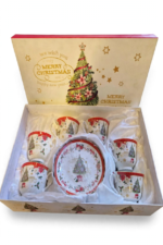 Set de 6 Tazas con Platos Navideños en Caja Regalo - Decora tu Navidad detalle de Navidad, juego de tazas | Dkora Colombia