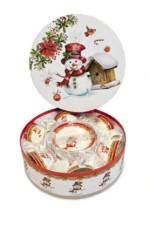 Set de 6 Pocillos y Platos Navideños en Caja Redonda - Decora tu Navidad detalle de Navidad, juego de pocillos | Dkora Colombia