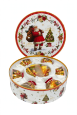 Set de 6 Pocillos y Platos Navideños en Caja Redonda - Decora tu Navidad detalle de Navidad, juego de pocillos | Dkora Colombia