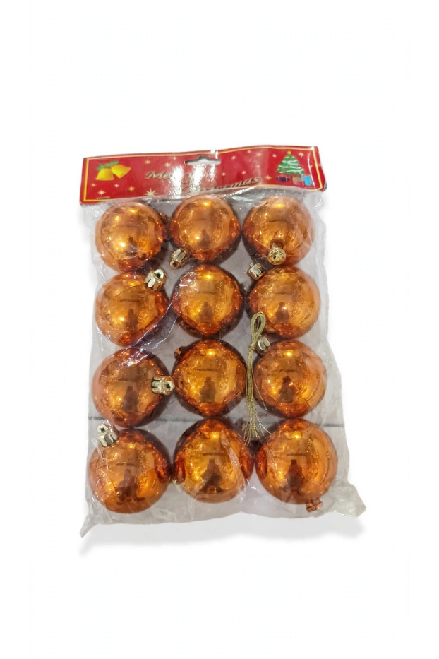 B5012AA Set 12 Bolas Naranja Brillante 5 cm - Bolas Navideñas adornos de Navidad, árbol de Navidad | Dkora Colombia
