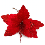 Poinsettia de Terciopelo con Escarcha 32 cm - Decora tu Navidad Envios a Bogotá y toda Colombia | Dkora Colombia
