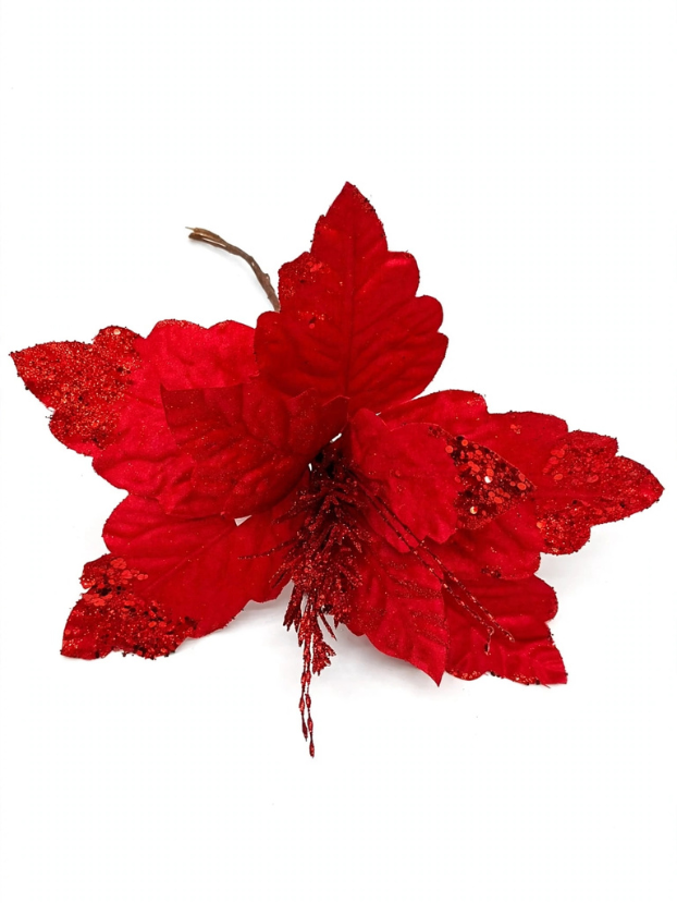 Poinsettia de Terciopelo con Lentejuelas - Decora tu Navidad Envios a Bogotá y toda Colombia | Dkora Colombia