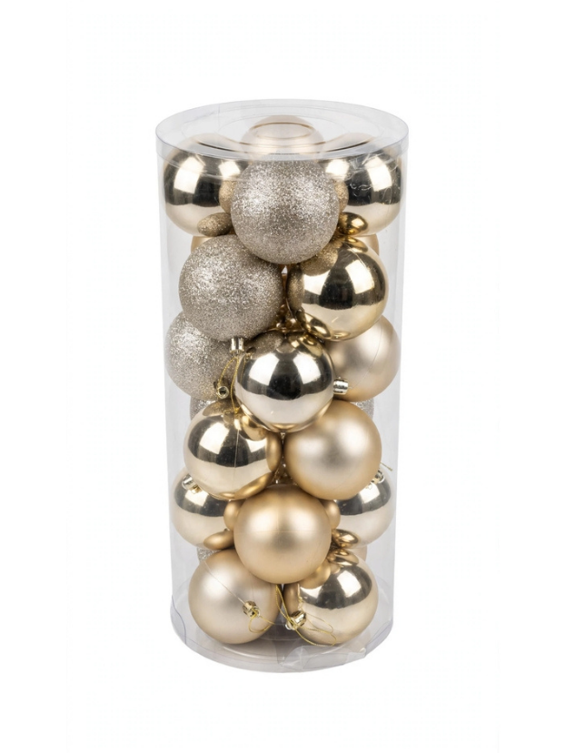 Tubo 24 Bolas Navideñas 8 cm - Bolas Navideñas adornos de Navidad, árbol de Navidad | Dkora Colombia