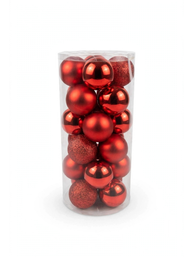 Tubo 24 Bolas Navideñas 10 cm - Bolas Navideñas adornos de Navidad, árbol de Navidad | Dkora Colombia