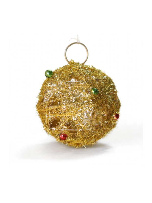 Bola N10 Alambrada con Hilo Oropel – Dorada - Bolas Navideñas Envios a Bogotá y toda Colombia | Dkora Colombia