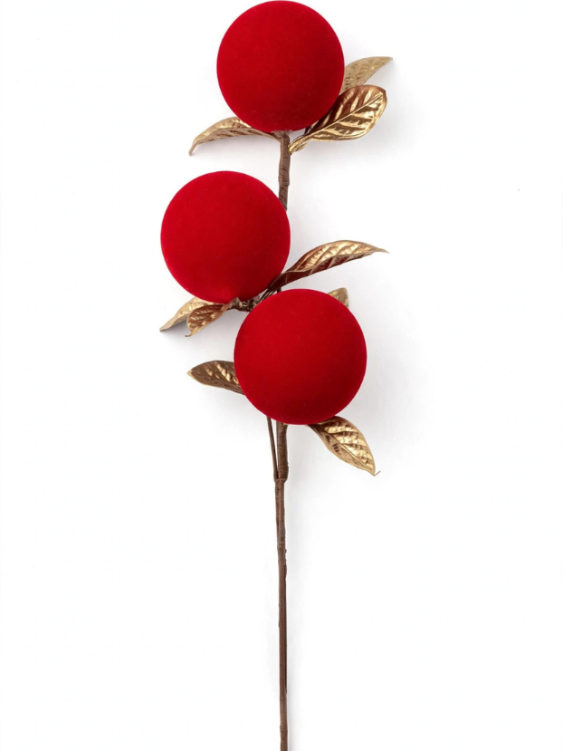 Pick Berry Terciopelo Rojo x3 - Decora tu Navidad Envios a Bogotá y toda Colombia | Dkora Colombia
