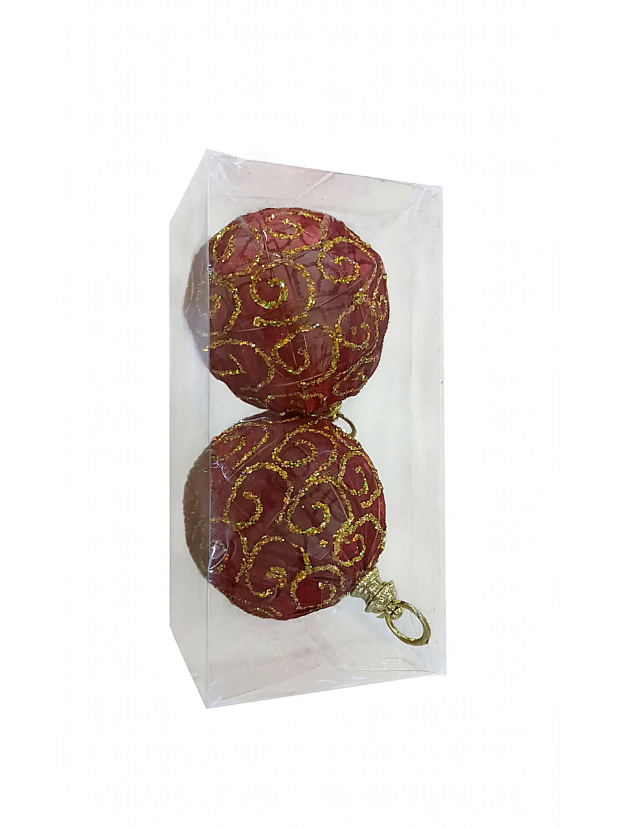 Set 2 Bolas Vino Tinto con Filigrana Dorada 10 cm - Bolas Navideñas adornos de Navidad, árbol de Navidad | Dkora Colombia